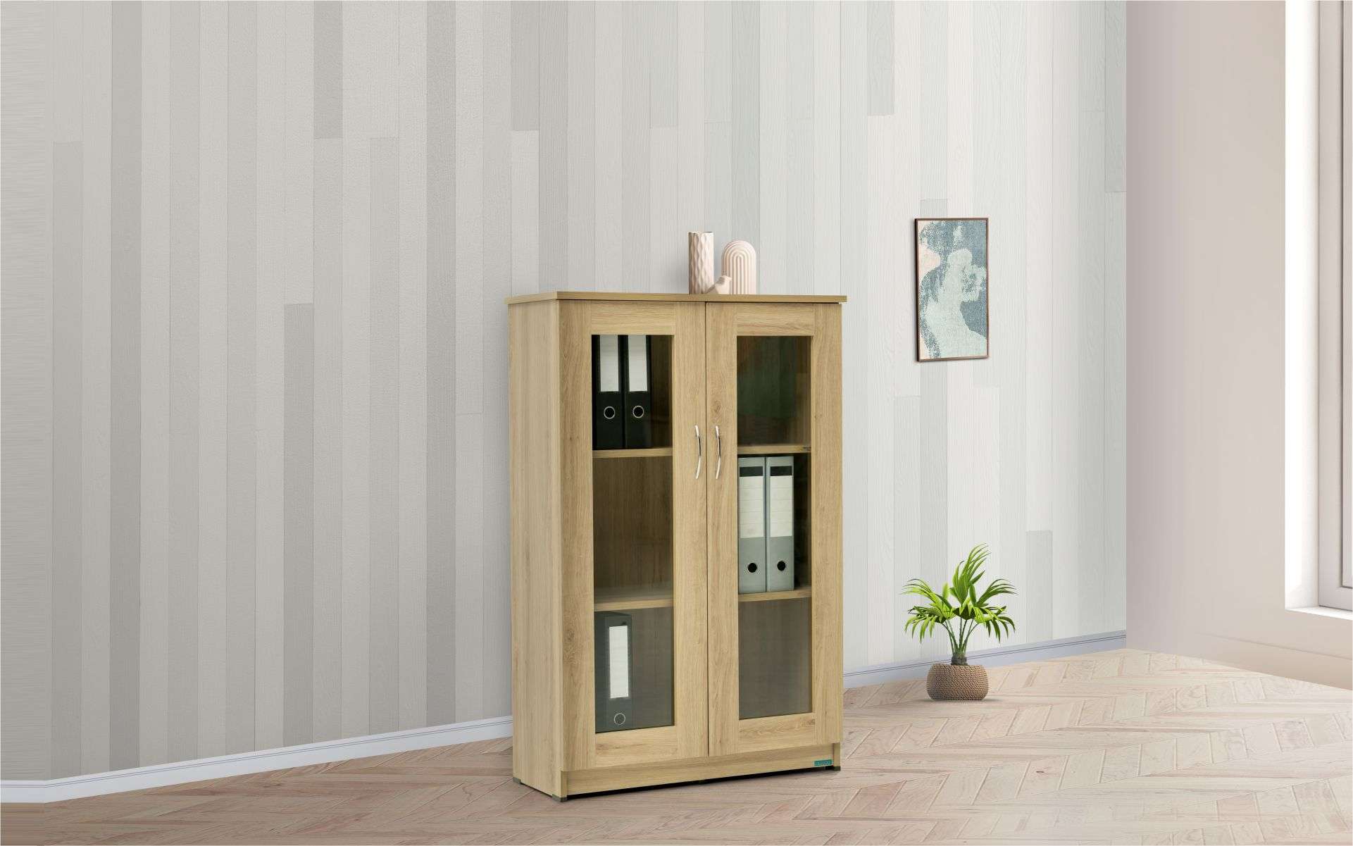 Edgy Cupboard With Glass Doors